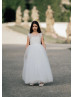 Beaded Ivory Lace Tulle Fashion Flower Girl Dress